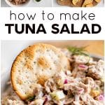 Pinterest Pin for canned tomato salad with three images and text overlay.