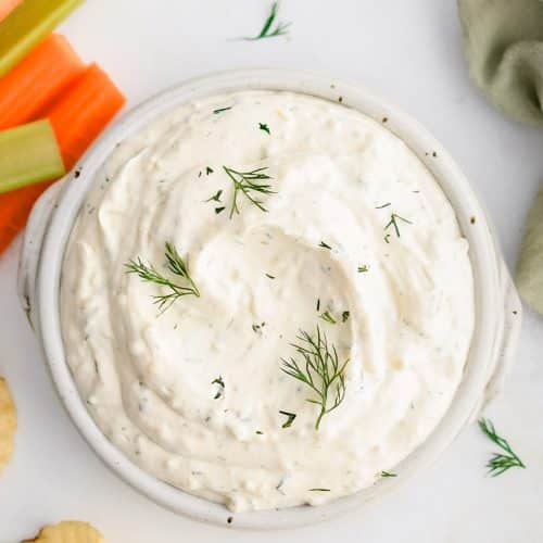 Pinterest Pin for Dill Dip Recipe with one image and text overlay.