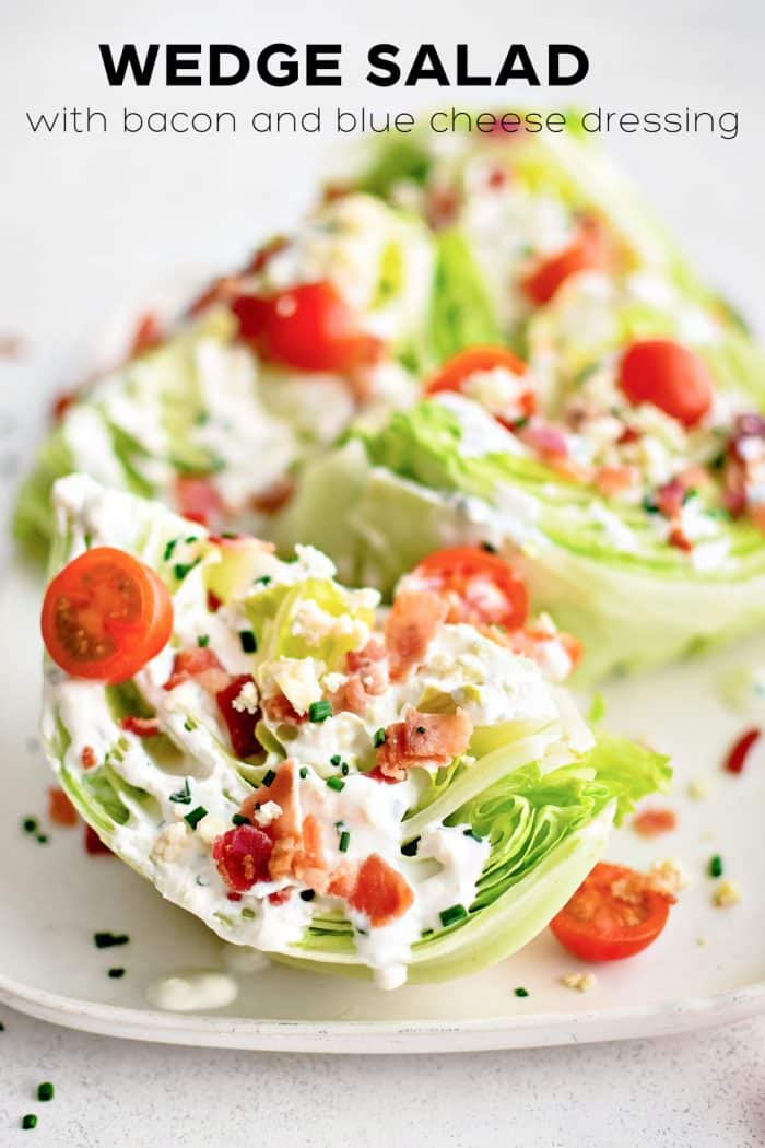 Pinterest Pin for a wedge salad with one image and text overlay.