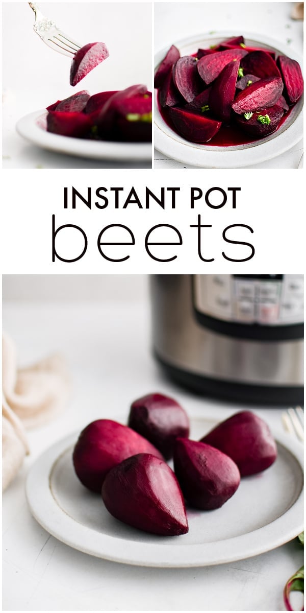 Pinterest Pin for Instant Pot beets with three images and text overlay.