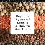 Pinterest image for the most popular types of lentils.