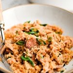 Pinterest Pin Image for Southern Chicken Bog recipe with one image and text overlay.