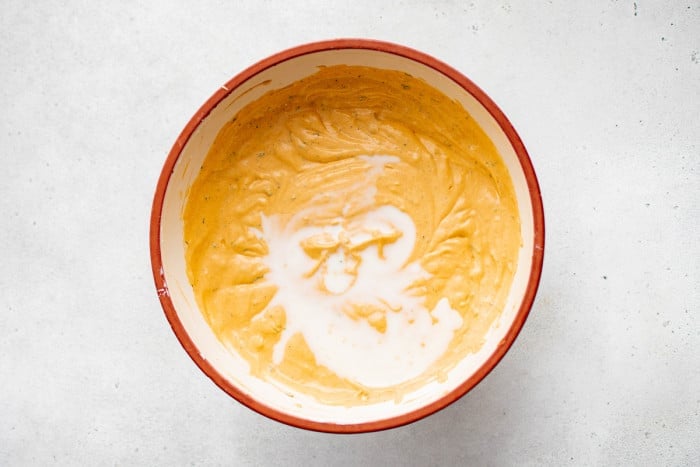 Milk added to loosen the buffalo ranch sauce.