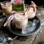 A cup of peppermint white russian on a table